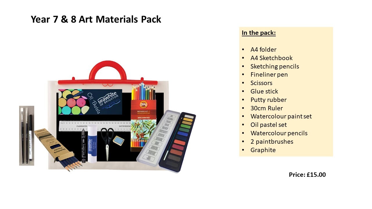 Year 7 & 8 Art Materials Pack