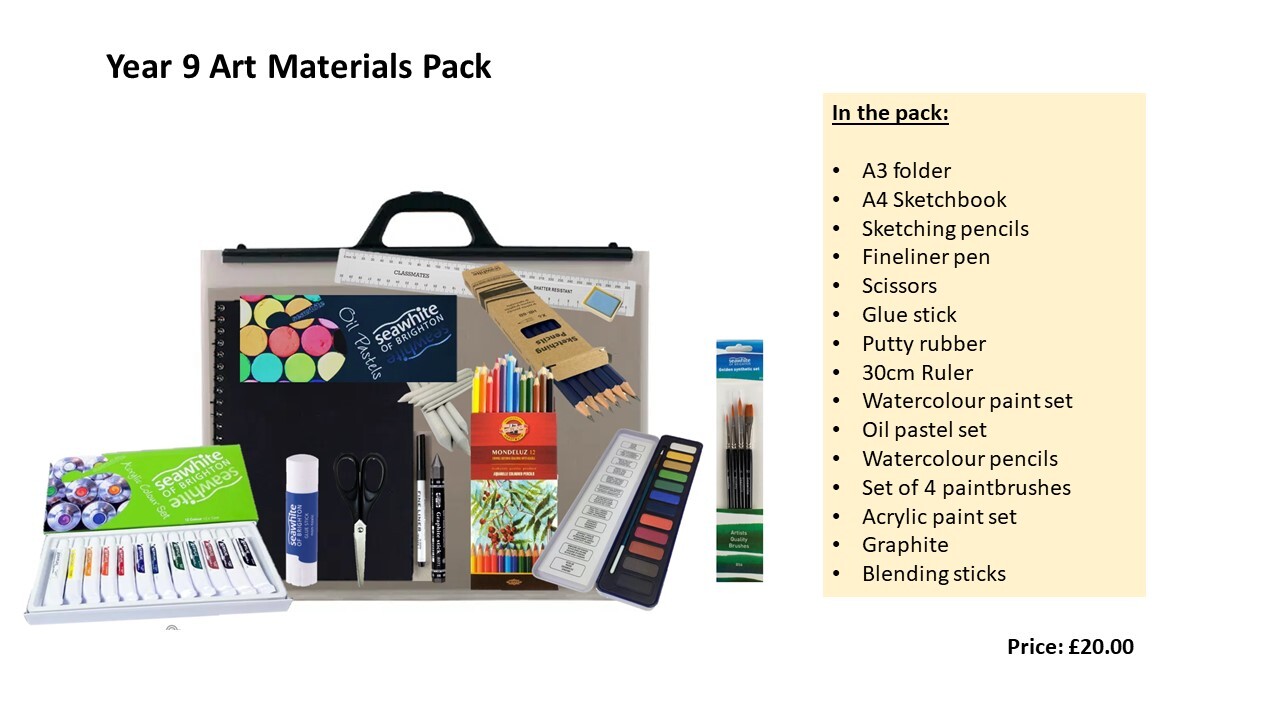 Year 9 Art Materials Pack