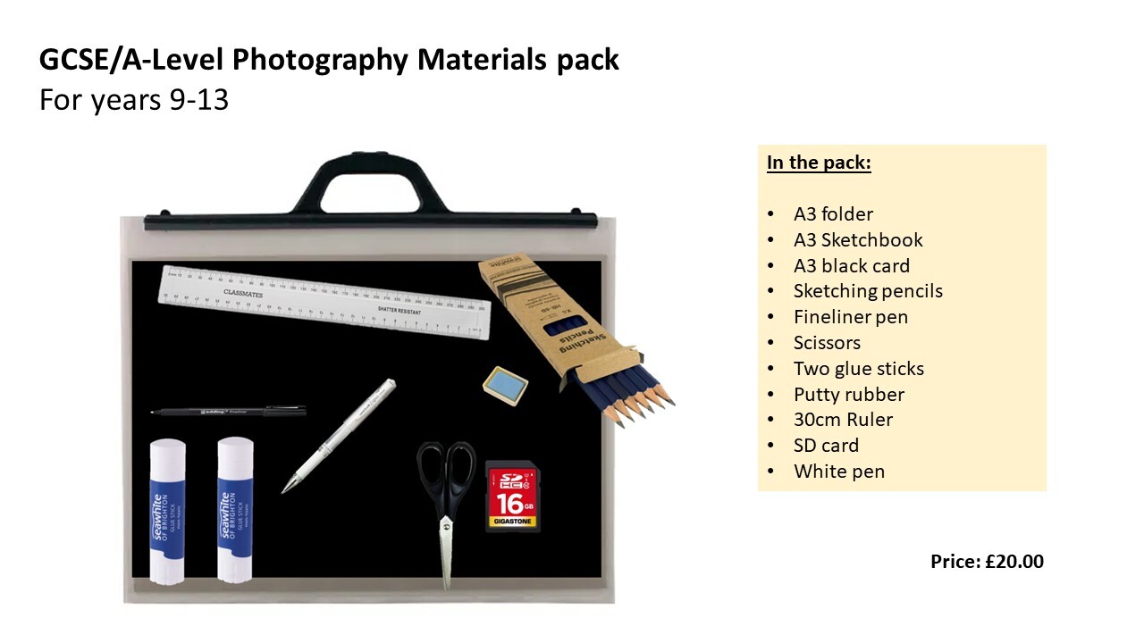 GCSEALevel Photography Materials pack